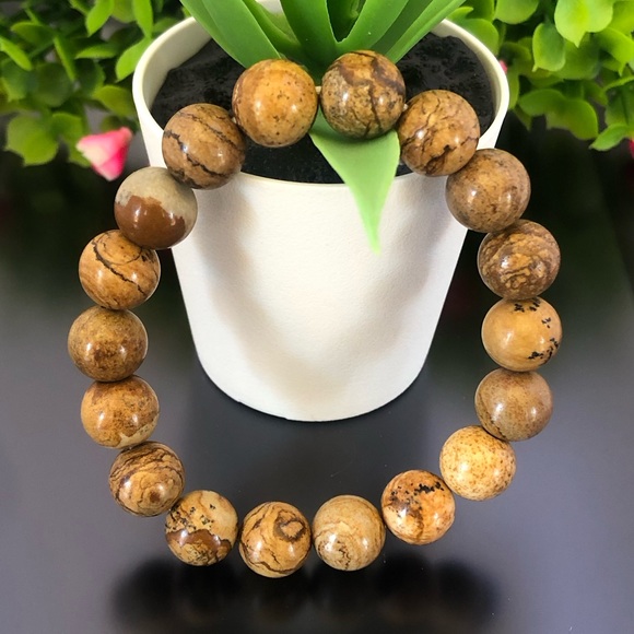 Picture Jasper 10mm Natural Stone Beads Stretchable Bracelet - Picture 1 of 2